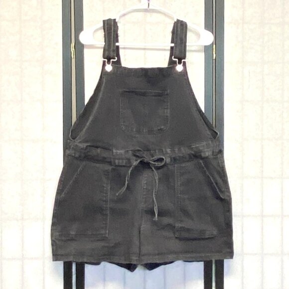 Maurices Pants - Maurices Black Denim Shortalls XL Tie Waist Bib Overalls Faded Summer Style
